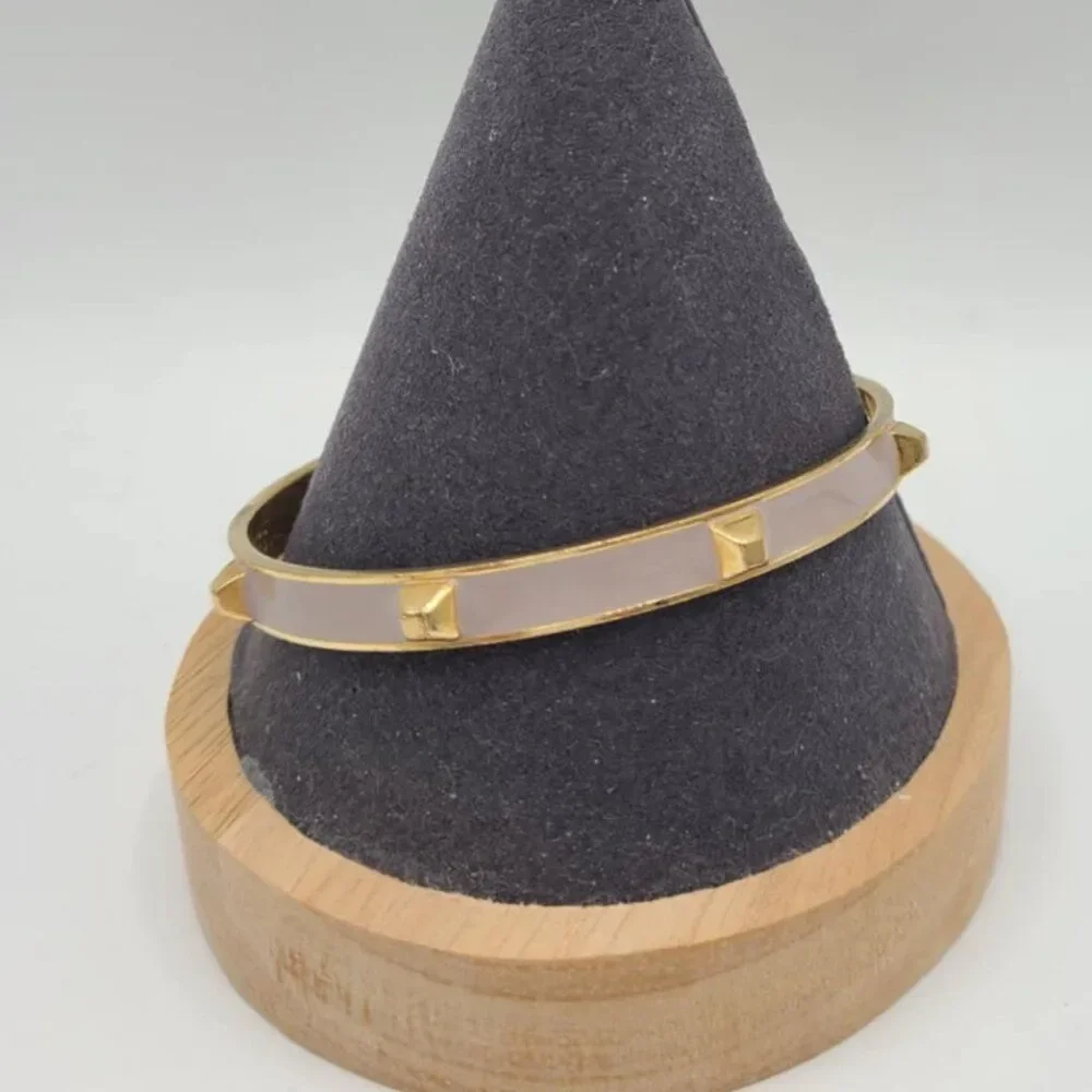 J Crew Taupe Enamel Studded Gold Tone Bangle NWOT